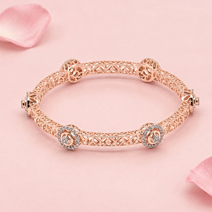 Rose Gold Filigree Silver Bangle Set