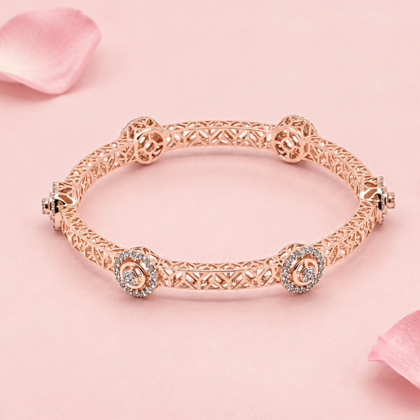 Rose Gold Filigree Silver Bangle Set