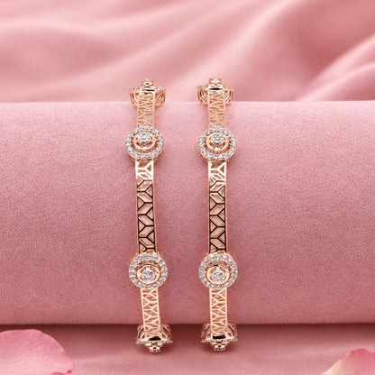 Rose Gold Filigree Silver Bangle Set