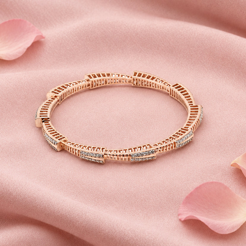 Rose Gold Tone Silver Bangle Set