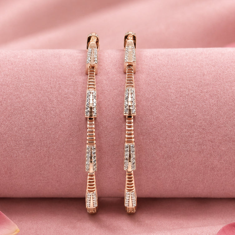 Rose Gold Tone Silver Bangle Set