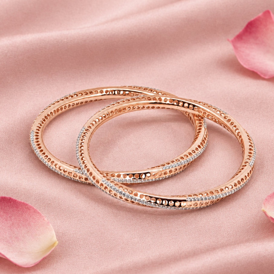 Rose Gold Tone Silver Bangle