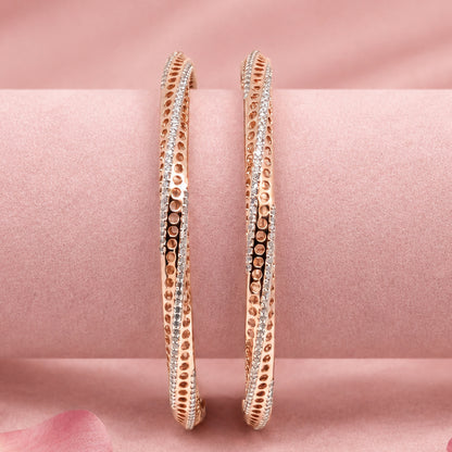 Rose Gold Tone Silver Bangle