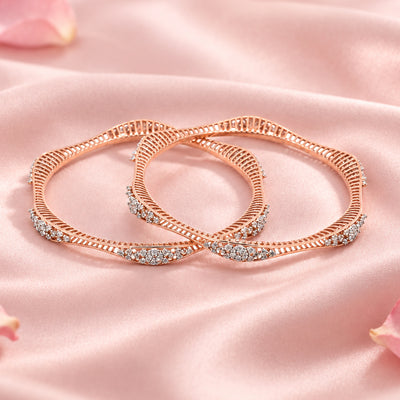 Rose Silver Bangle Bracelet