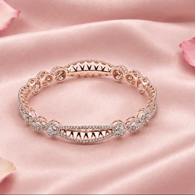 Rose Gold Tone Silver Bangle Set