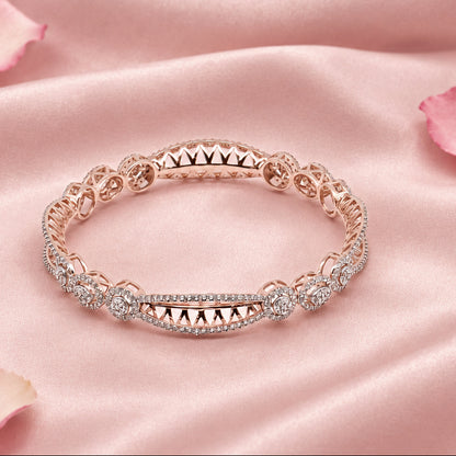 Rose Gold Tone Silver Bangle Set