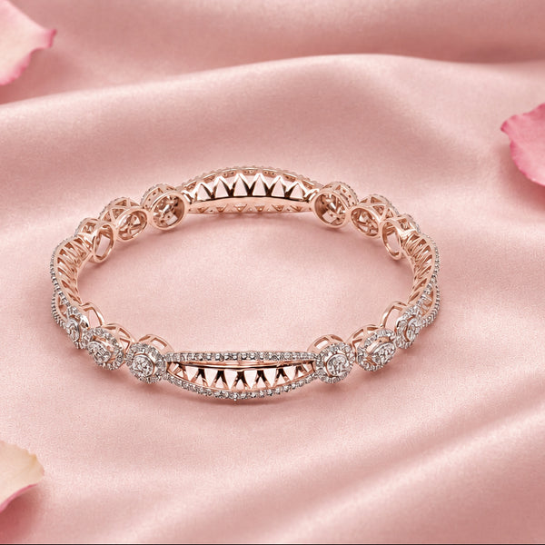 Rose Gold Tone Silver Bangle Set