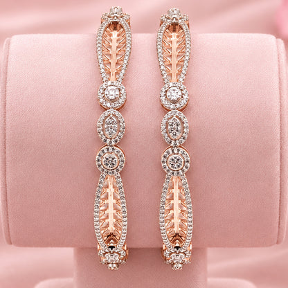 Rose Gold Tone Silver Bangle Set