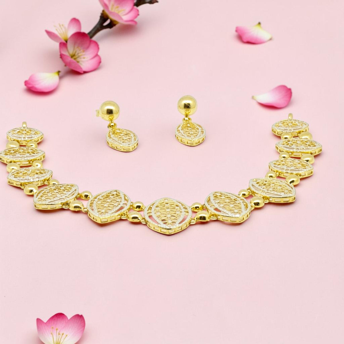 Gold Necklace and Earring Set