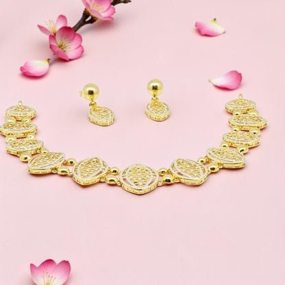 Gold Necklace and Earring Set