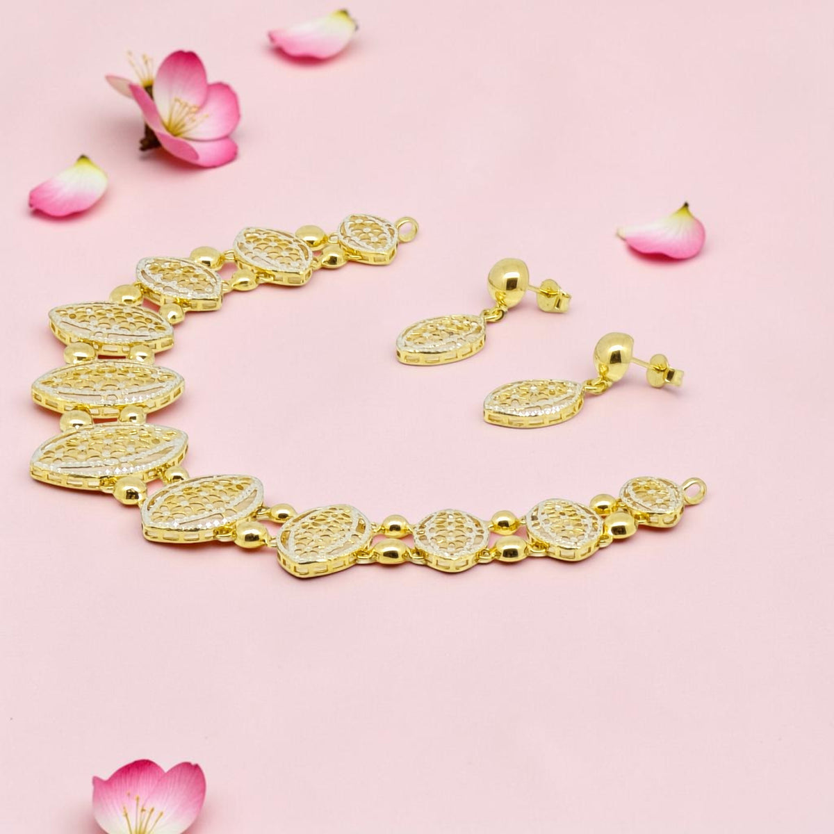 Gold Necklace and Earring Set