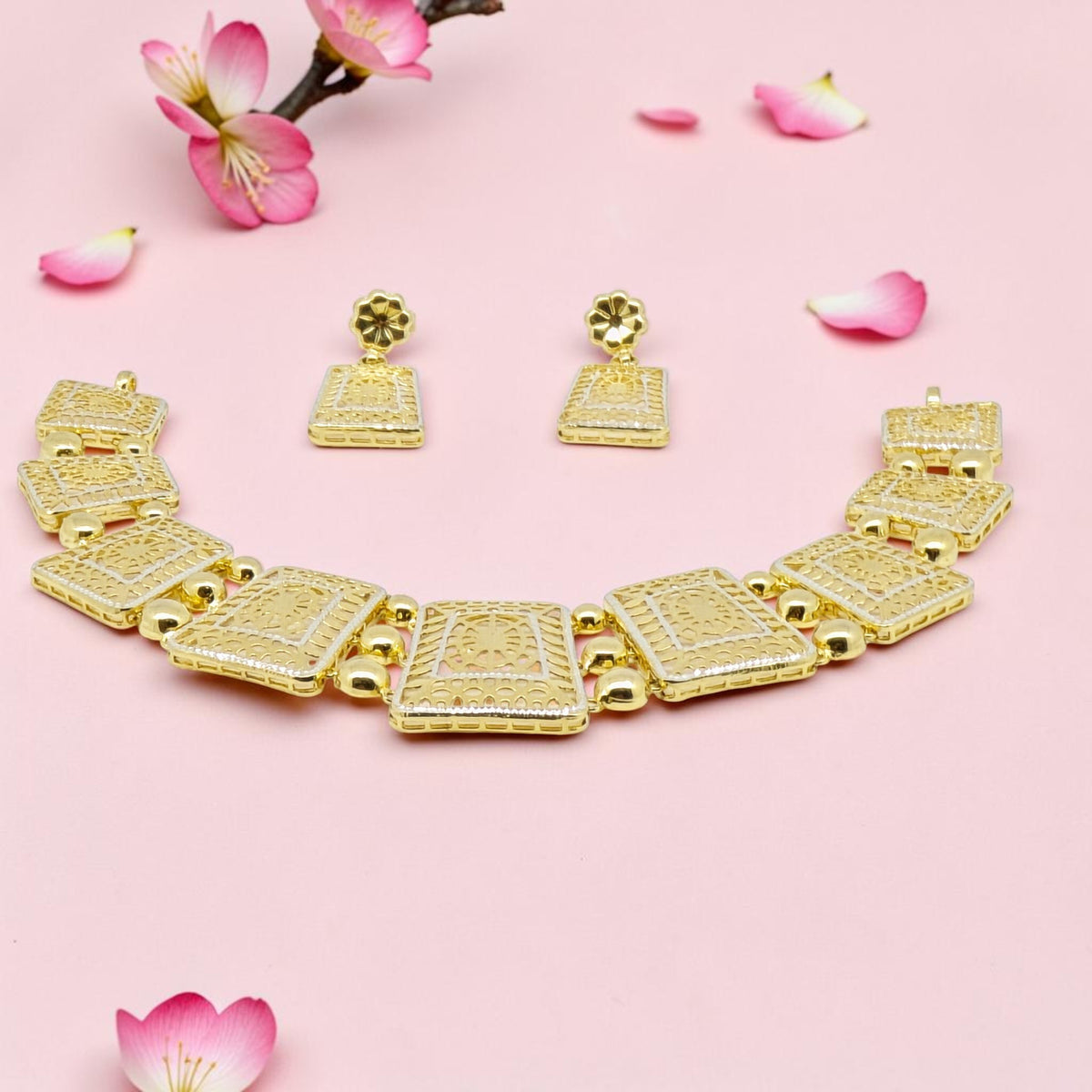 Gold Plated Sterling Silver Necklace Set