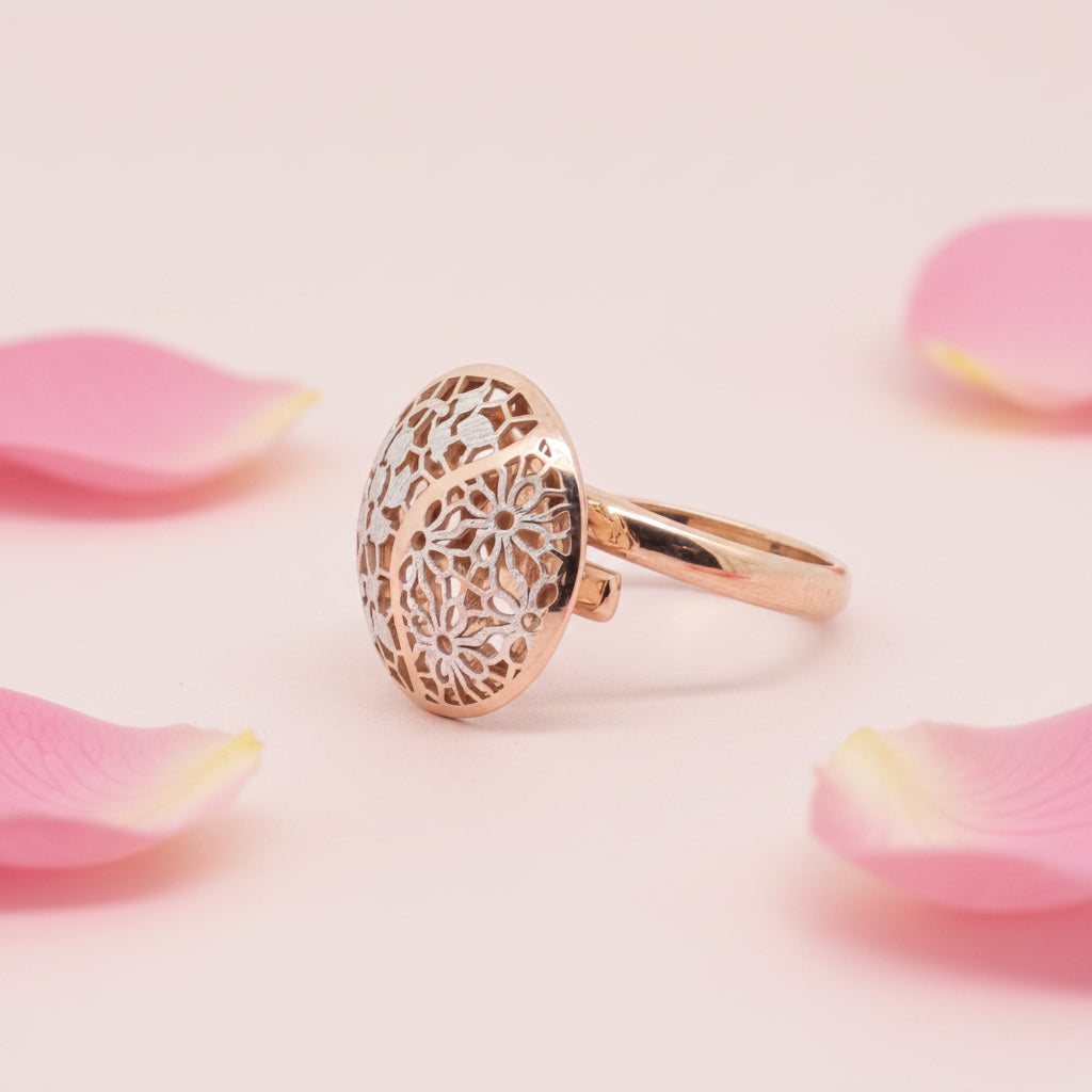 Ornate Filigree Floral Ring in Gold - Fancy Ring