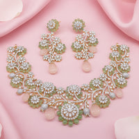 Silver 925 Necklace Set with Rose Quartz