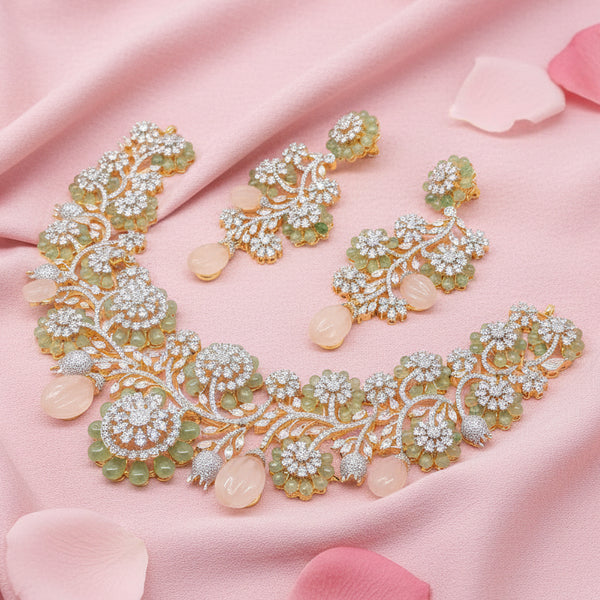 Silver 925 Necklace Set with Rose Quartz