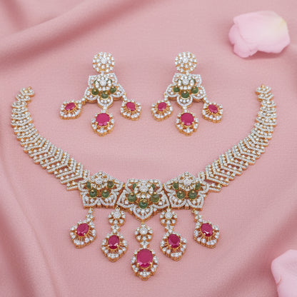 Sterling Silver Ruby Necklace Set