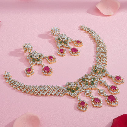 Sterling Silver Ruby Necklace Set