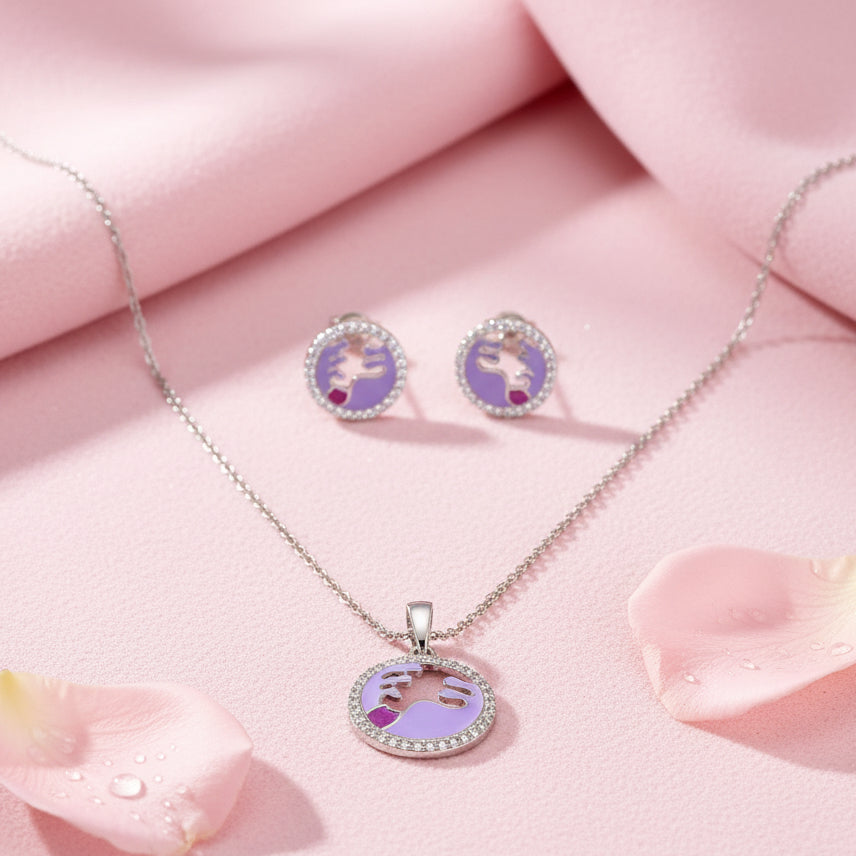 Silver Mina Necklace Set 925