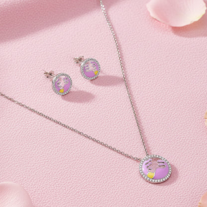 Silver Enamel Necklace Set 925