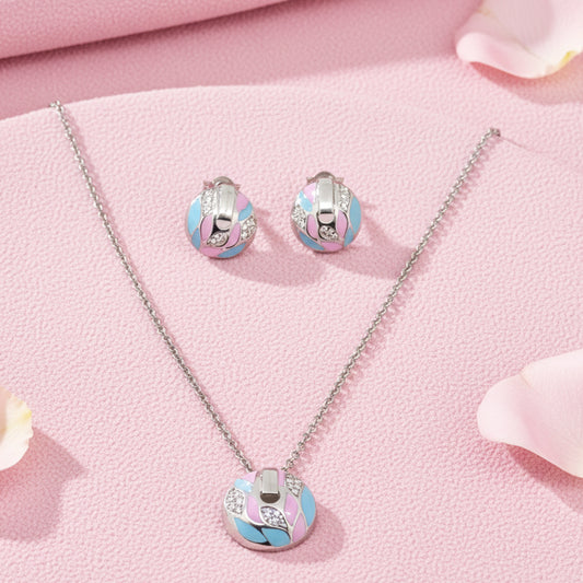 Silver Mina Necklace and Earring Set
