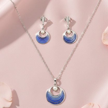 Sterling Silver Mina Pendant and Earring Set