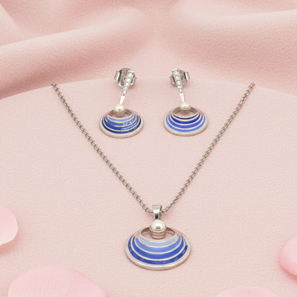 Sterling Silver Mina Pendant and Earring Set