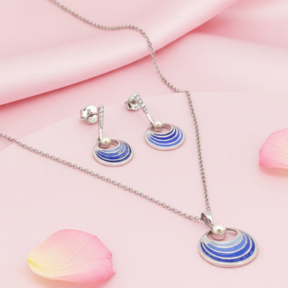Sterling Silver Mina Pendant and Earring Set