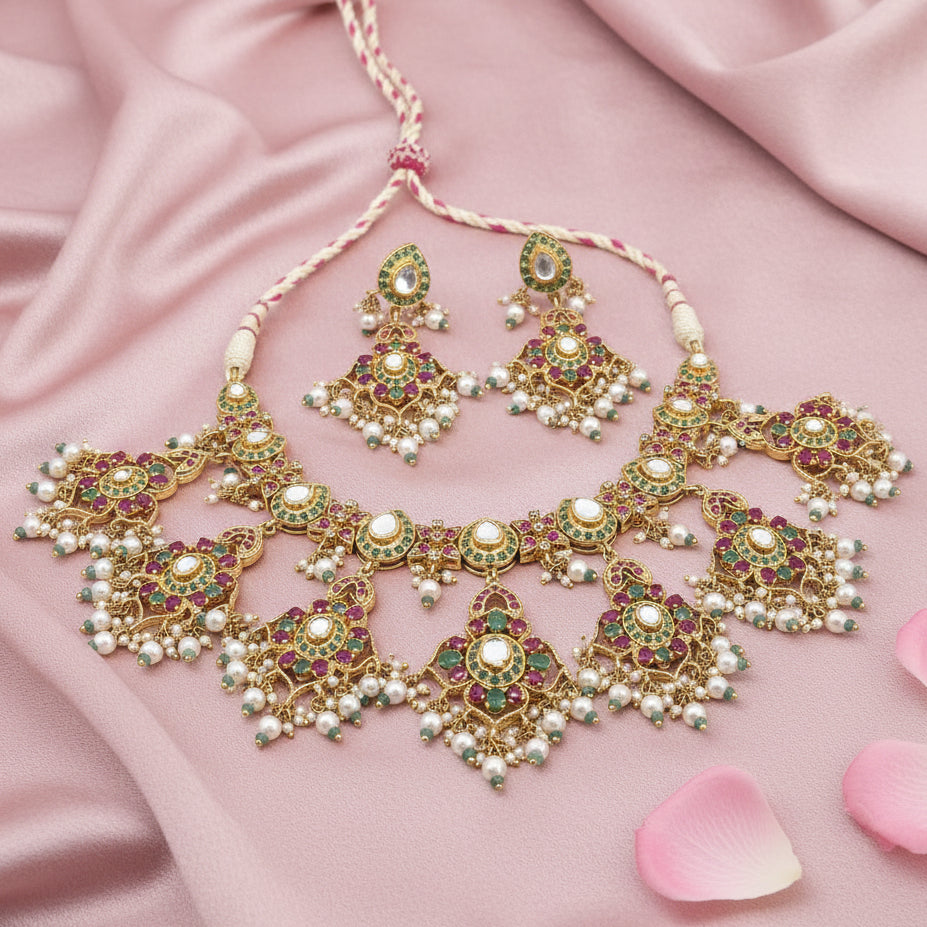 Gold Plated Silver Bridal Necklace Set