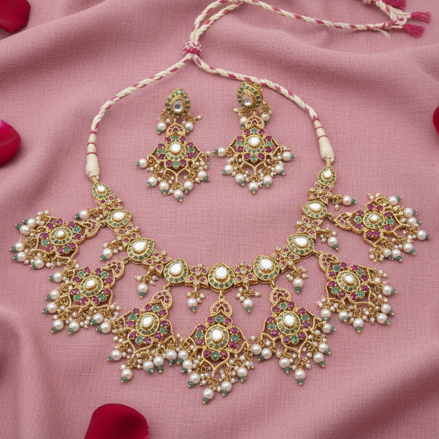 Gold Plated Silver Bridal Necklace Set