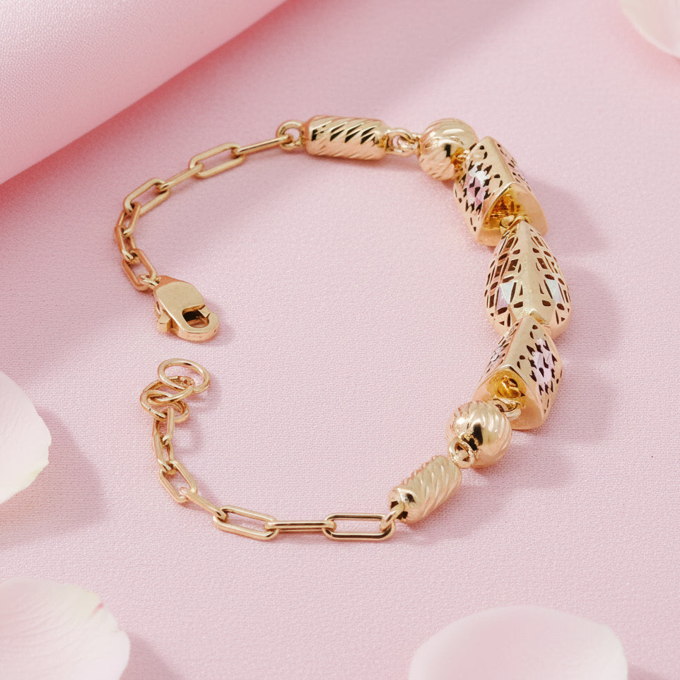 Gold Tone Fancy Chain Bracelet