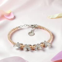 92.5 Sterling Silver & Rose Gold X  Jumper Bracelet