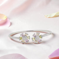 Silver Daisy Gemstone Jumper Bracelet