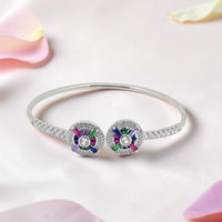 Silver 92.5 Color Stone Jumper Bracelet
