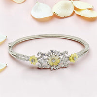 Silver Kada Bracelet with MOP Flowers