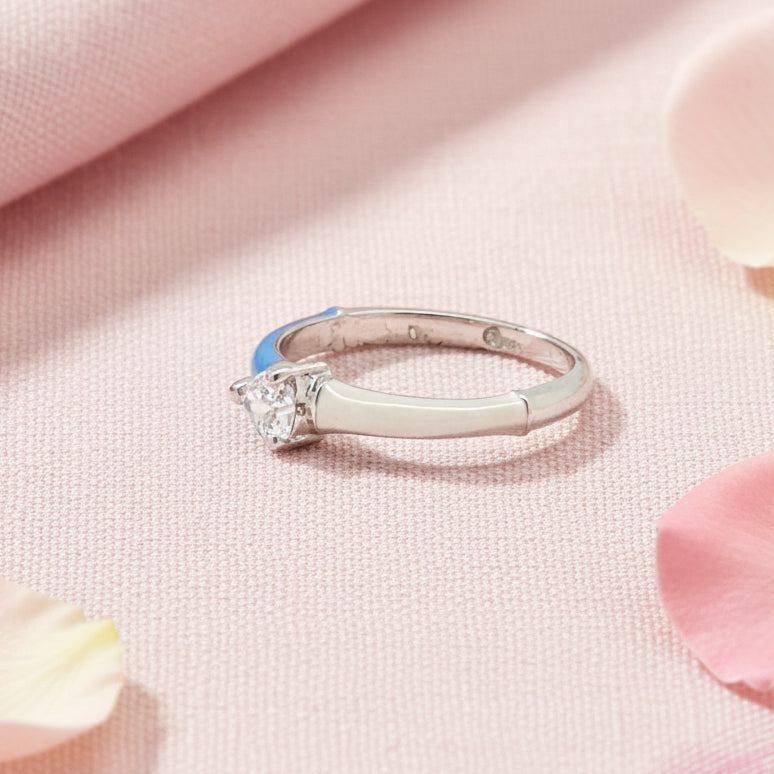 Enamel and Stone Heart Ring