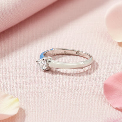 Enamel and Stone Heart Ring