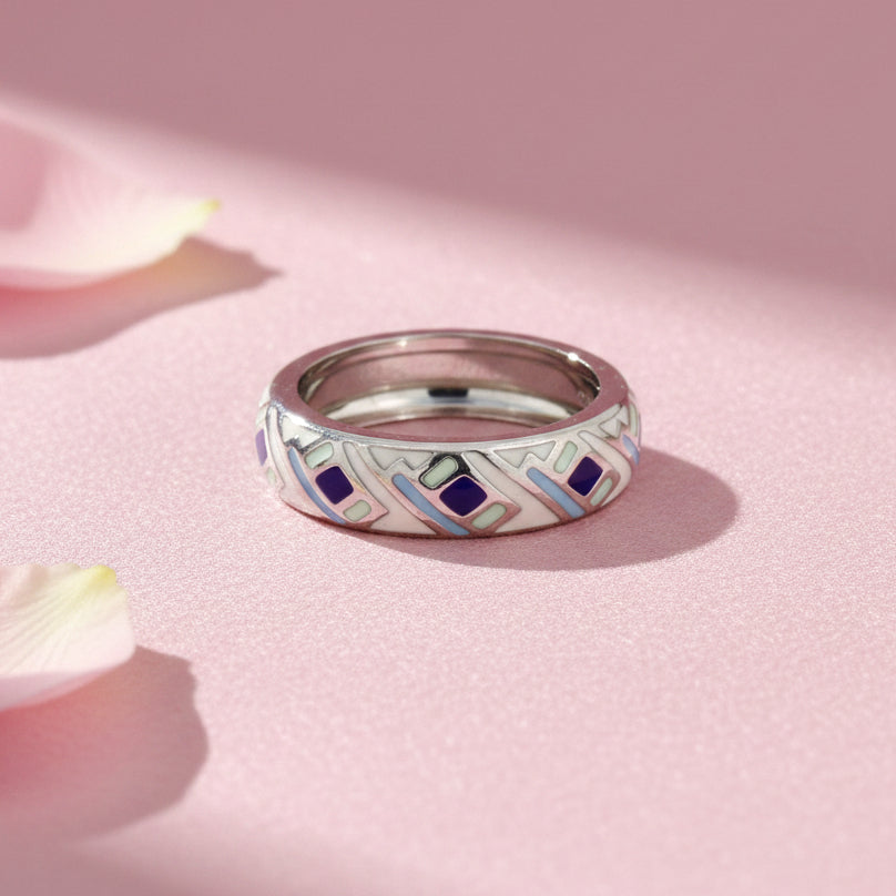 Meena Rings Geometric Enamel Ring