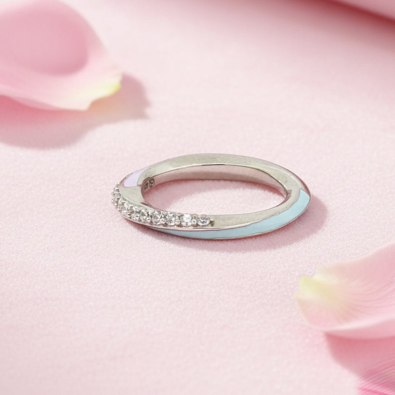 Meena Rings Enamel and Crystal Stackable Ring