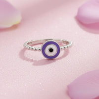Purple Evil Eye Meena Ring