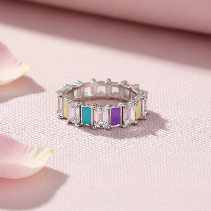 Meena Rings Colorful Emerald Cut Ring