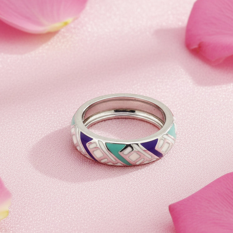 Meena Rings  Geometric Enamel Ring