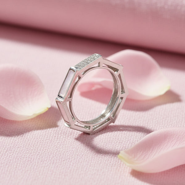 Meena Rings Elegant Octagonal Mother of Pearl Ring