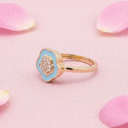 Meena Rings Flower Enamel Diamond Ring