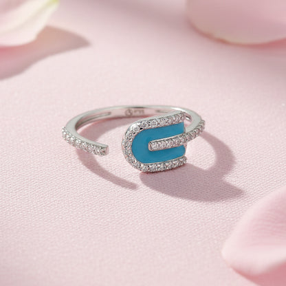 Turquoise and Diamond Meena Ring