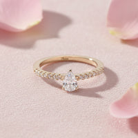 Gold plated Pear Cut Diamond Studded Ring