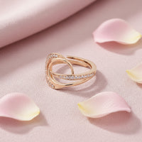 Gold plated Studded Ring - Knot Design