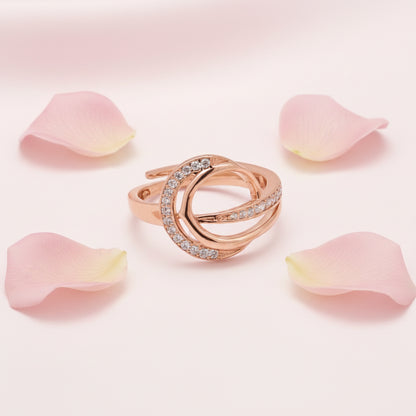 Gold plated Studded Ring - Knot Design