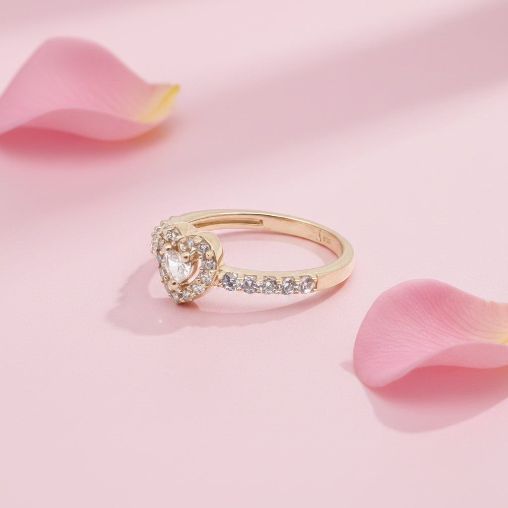 Gold plated Heart Studded Ring
