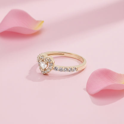 Gold plated Heart Studded Ring