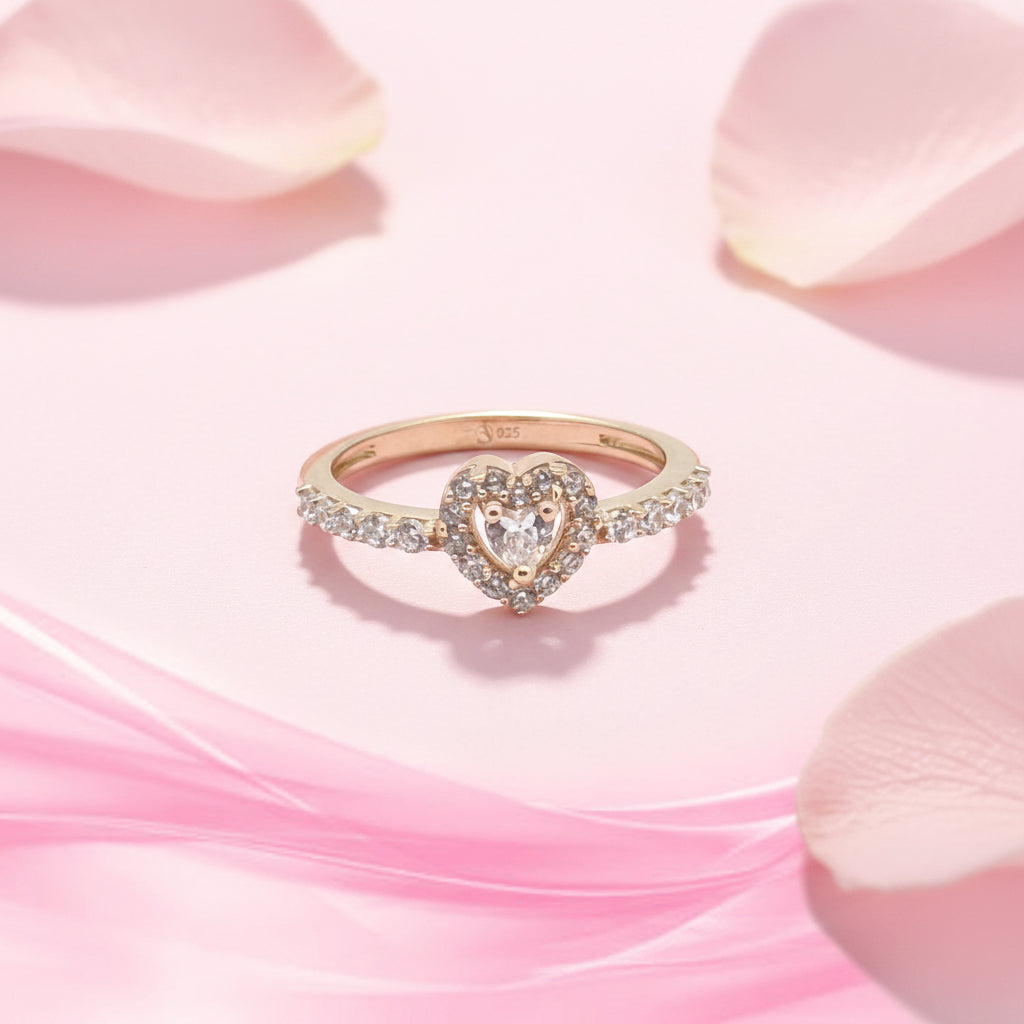 Gold plated Heart Studded Ring